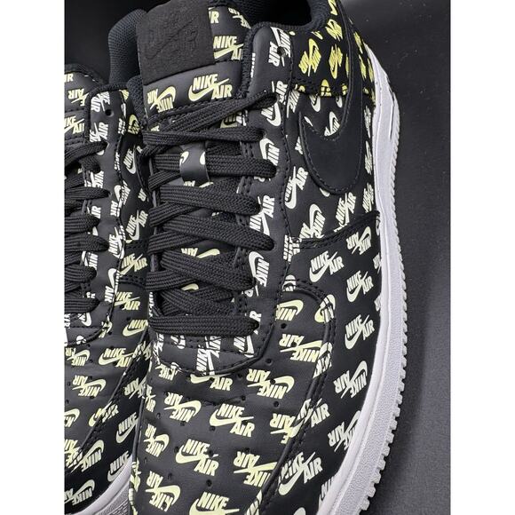 Size 9.5- Nike Air Force 1 \'07 QS Low All Over Logo Black main image 14